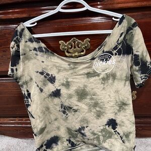 Dickies Women's Crop Top - Black and Tan Tie-Dye